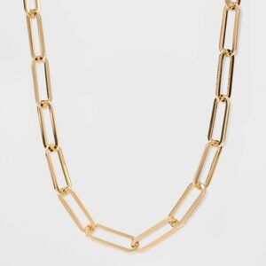 Sugarfix by BaubleBar Gold Tone Paperclip Chain Necklace Chunky Link NWT